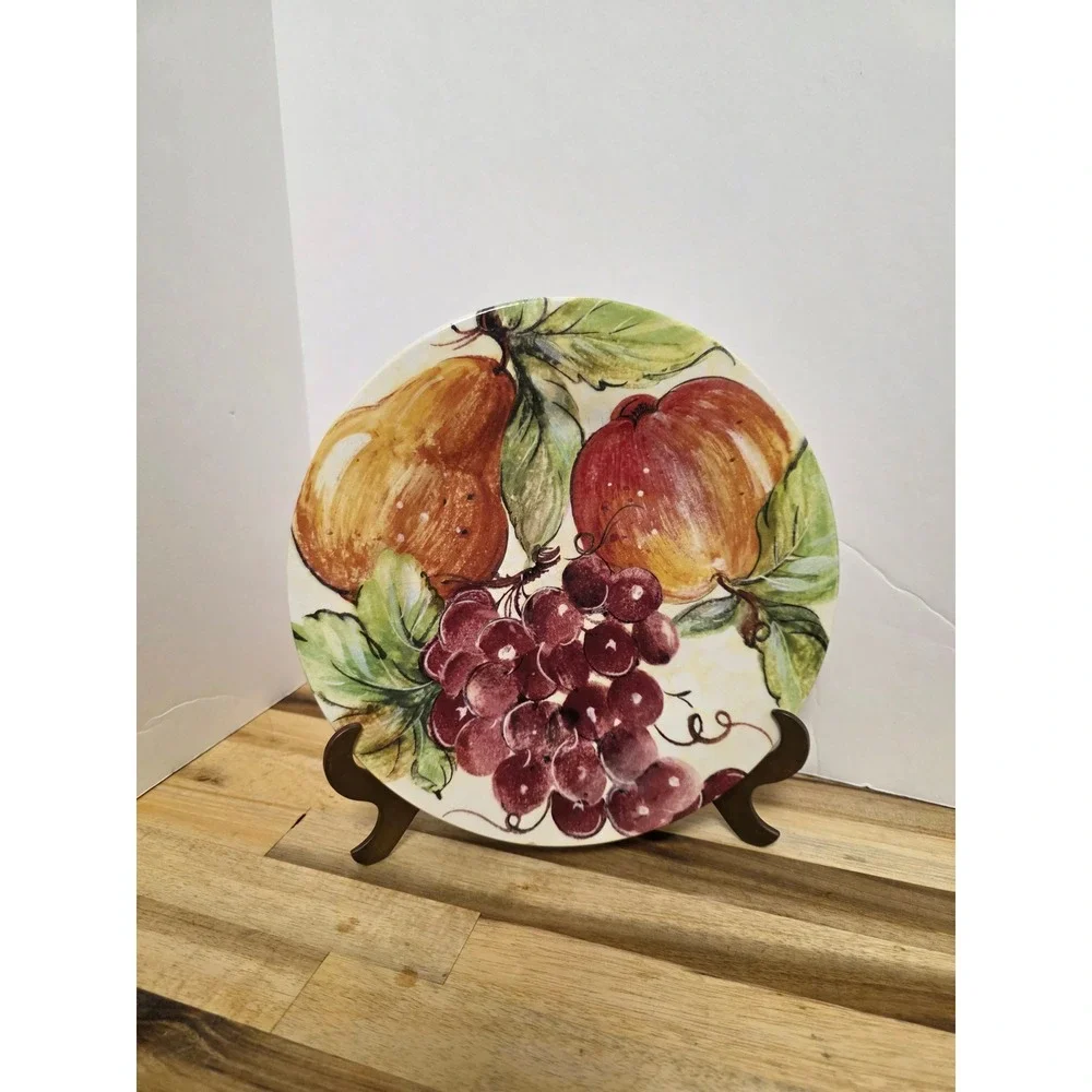 Fruit Pier 1 Hand Painted Earthware Salad Plate Fruit Made in Italy Discontinued